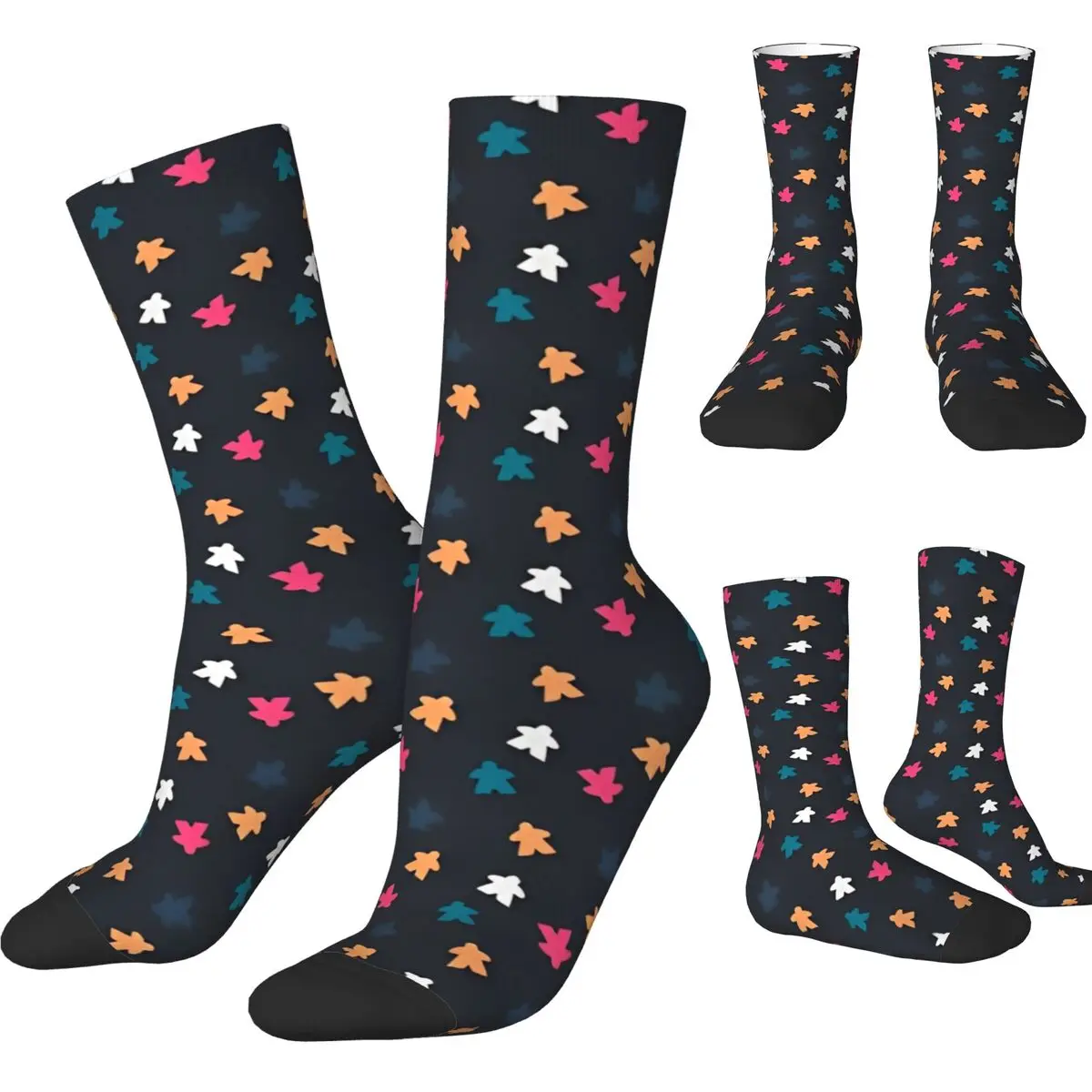 Dunkle Meeple Muster Strümpfe Frauen Männer Brettspiele Socken bequeme Socken Winter lauf Sport anti bakterielle Grafik Socken