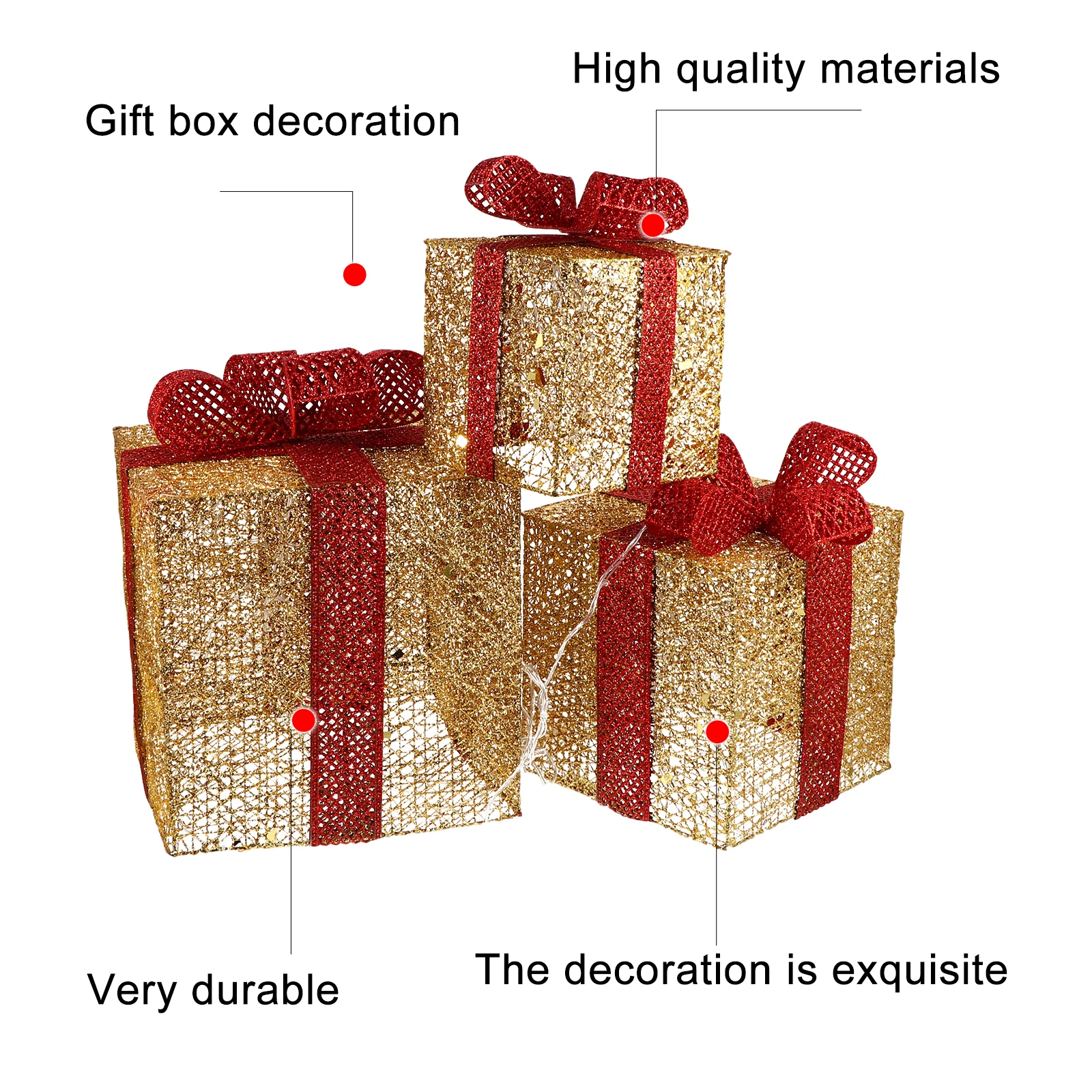 

3 Pcs Outdoor Christmas Box Decoration Adornments Glitter Powder Tree Ornaments