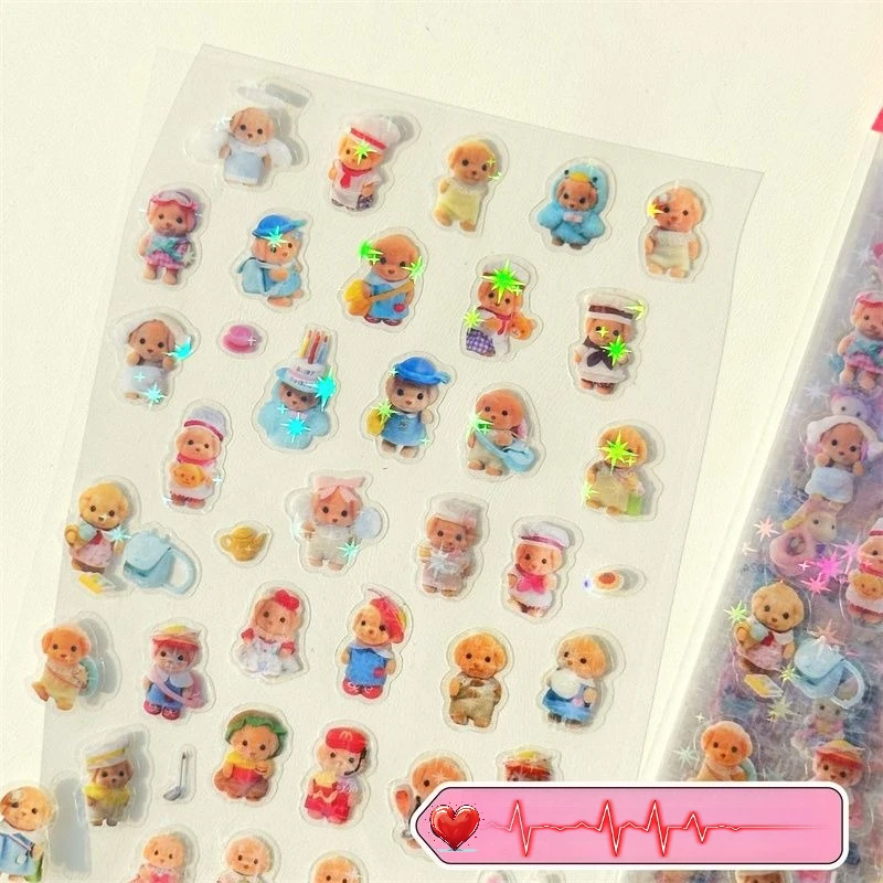 8Sheets Cartoon Lovely Mini Stickers Die-cutting Sticker Anime Handbooks Material Flashing Laser Sticker Kids Toy Gift