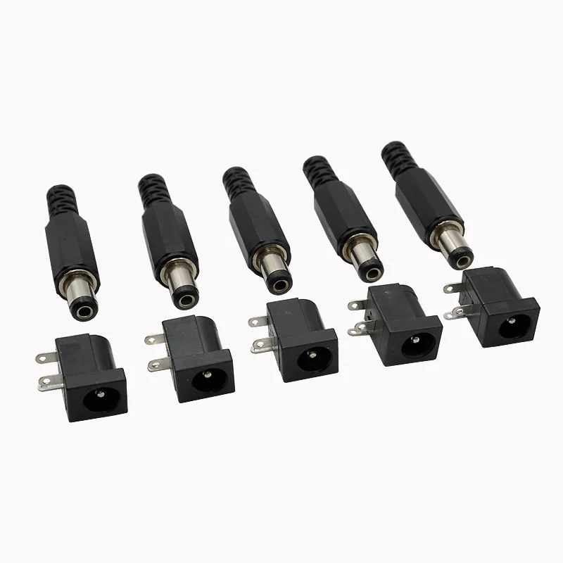 10szt Zestaw DC-005 Wtyk Męski/Żeński 5.5x2.1/2.5mm i Porty 3.5x1.3mm Zacisk PCB kąt prosty DC005 — zdjęcie 2