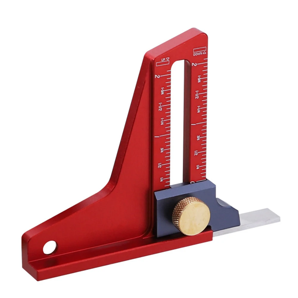 

1pc Woodworking Depth Gauge Adjustable Inch Metric Scale Router Height Measurement Ruler Aluminum Alloy Table Saw Depth Gauge