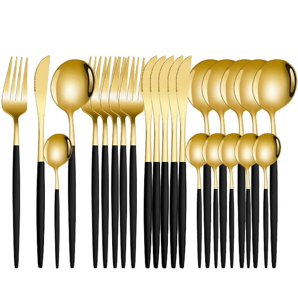 

24-piece stainless steel cutlery set from Portugal, including knives, forks and spoons, Western-style steak knife and fork set