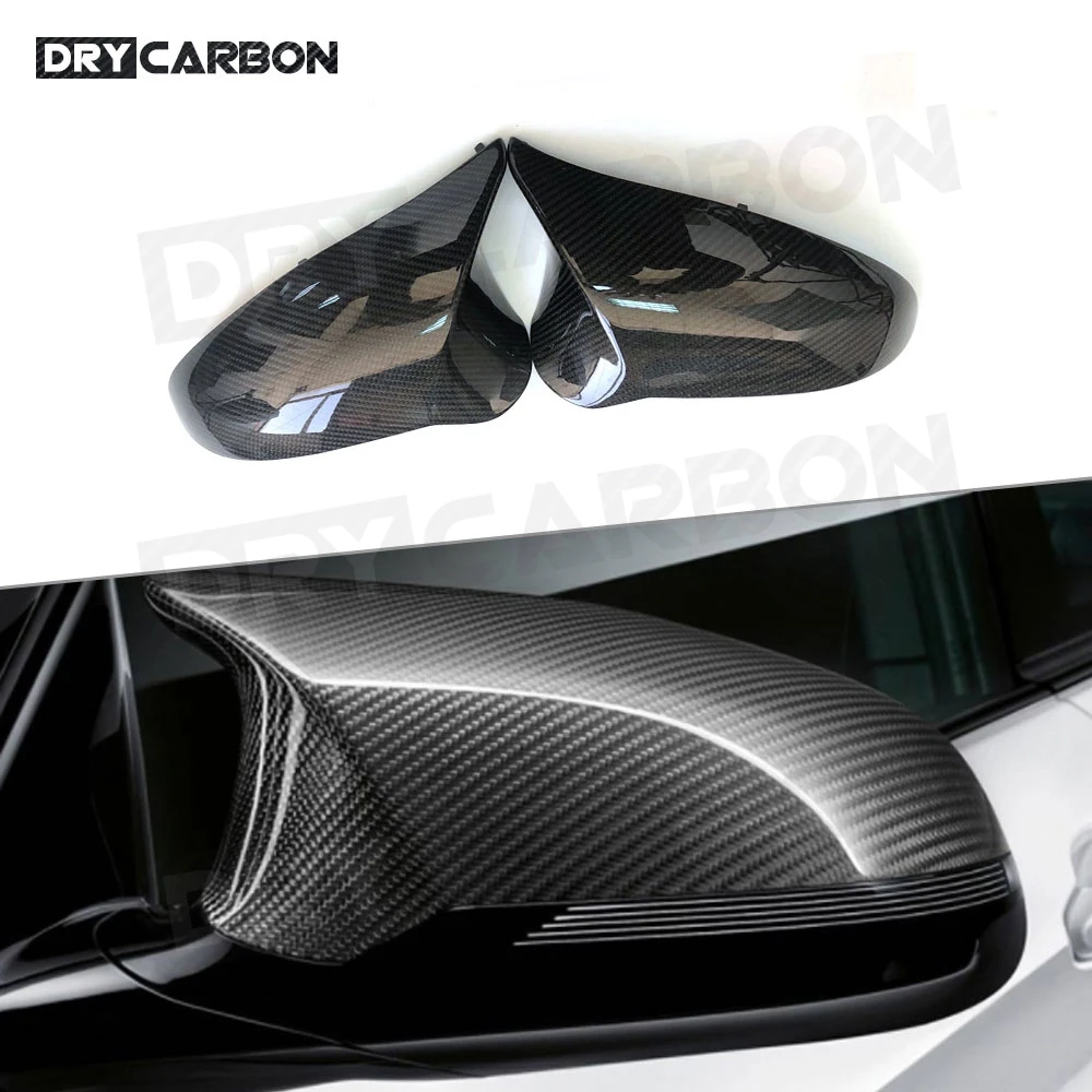 

2PCS For BMW F80 M3 F82 M4 2015 -2018 Rear View Mirror Trim Caps Horn Replacement Style Dry Carbon Fiber Side Mirror Cover LHD