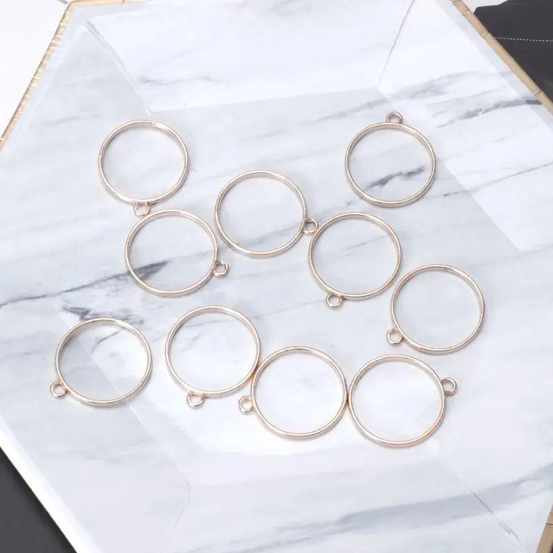 L4me 10 pcs colgante redondo marco en blanco resina bandejas bisel resina para hacer joyas bricolaje