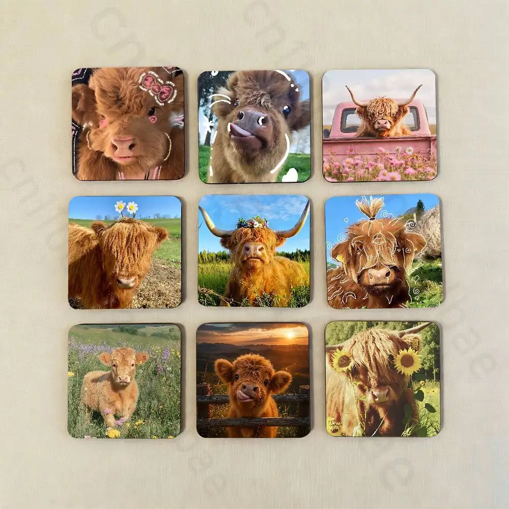 

Cute Highland Cow Fridge Magnet Personalized Magnetic Durable Plastic Square Picture Surface Fridge Magnets
