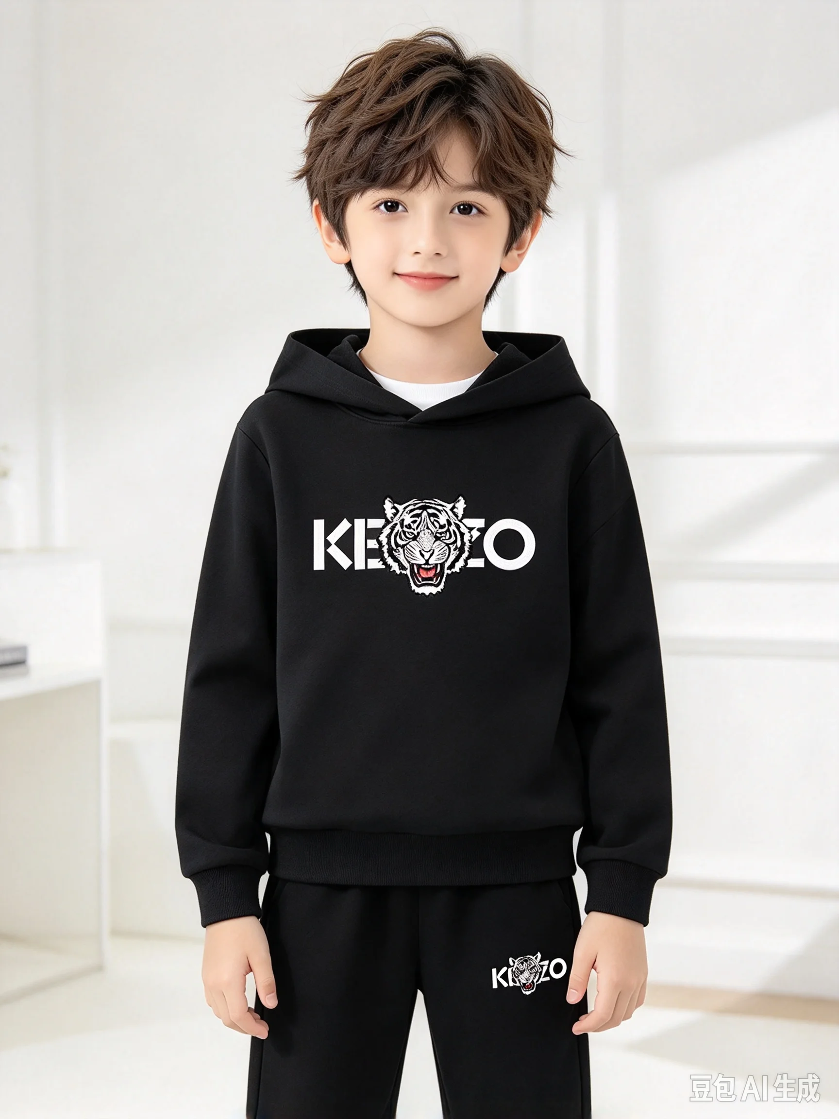 Bestseller Kids Hooded Sweatshirt Pants Set Autumn Winter Tiger Head Print 2 Piece Outfit Casual Warm Tracksuit