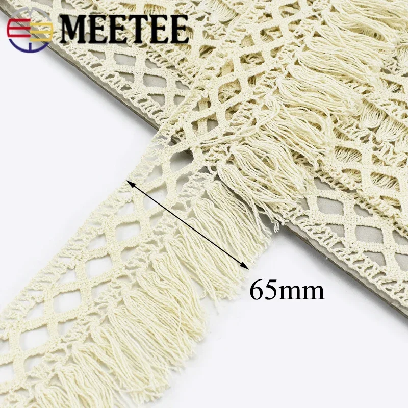 5/10/20Meters Meetee 6.5cm Cotton Tassel Lace Trim Fabric Fringe Ribbon Handmade Hometextile Garment Skirt Sewing Material