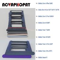 Novaphopat SIM Card Tray For Infinix Zero 4 X 8 Neo Hot 10 Lite Note 4 7 10 11 Pro Plus X657 X693 Sim Holder Slot Adapter Reader