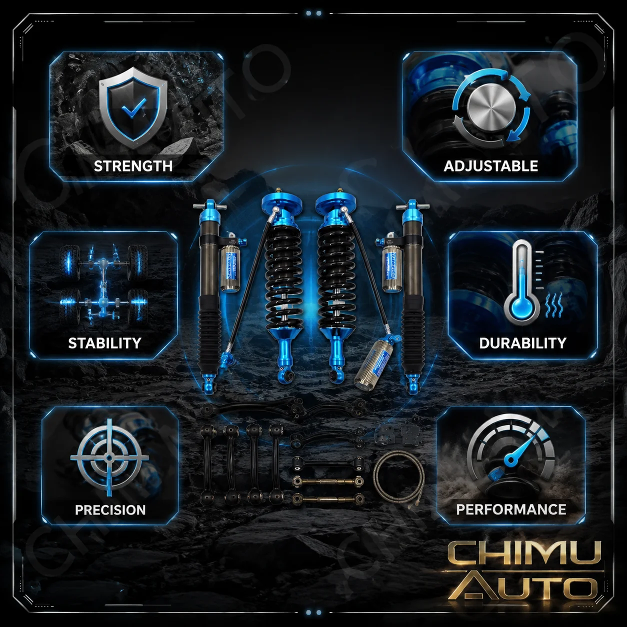 【CHIMU AUTO】For Jeep Wrangler JK 2.5 Inch Suspension Lift Kit For Nitrogen Shocks For Springs For Control Arms Full Set