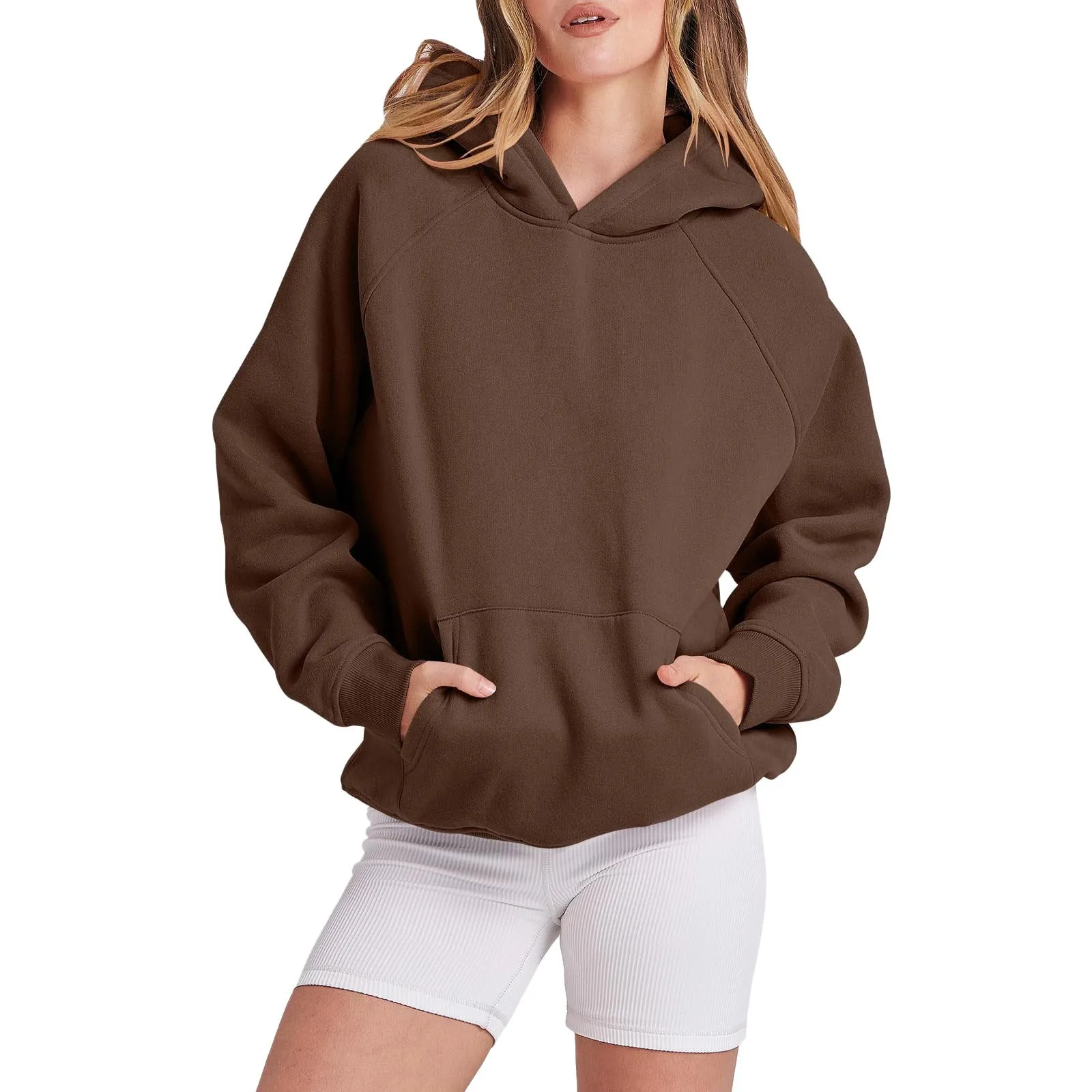 Sudadera con capucha Super Dalian para mujer, suéter deportivo elástico de ocio, suéter de hilo de Color sólido, Top de manga larga, novedad de 2024