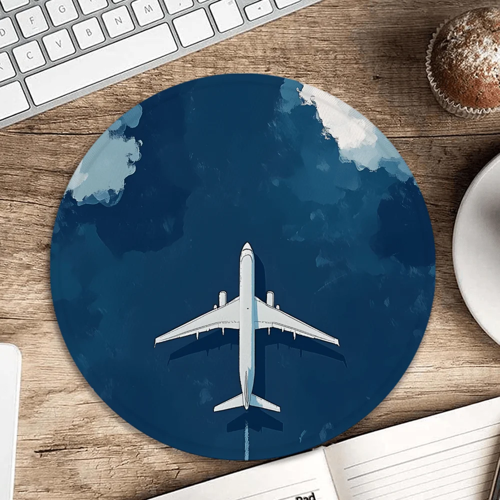 

Round Funny Airplane Mouse Pad Cute Aviation Desktop Computer Accessory Desk Mats Mouse Pads Gaming Mats Setup Offices Mouse Mat