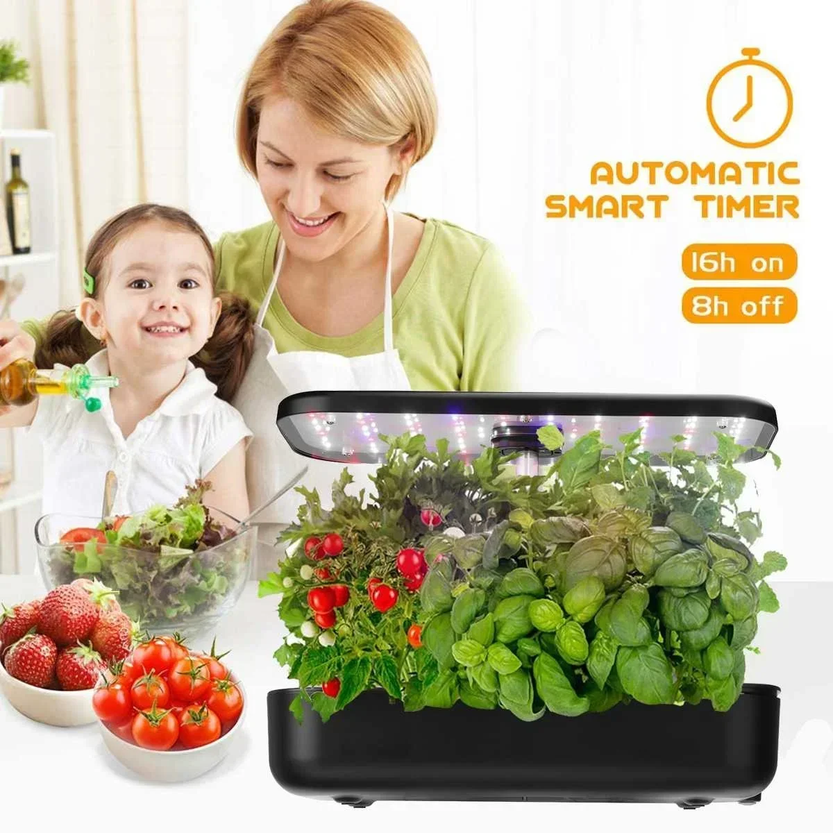 Home Desk Self Watering Plant Pot Set Indoor Herb Growing Kit System Portable Smart Planter Hydroponic Herb Garden With Light