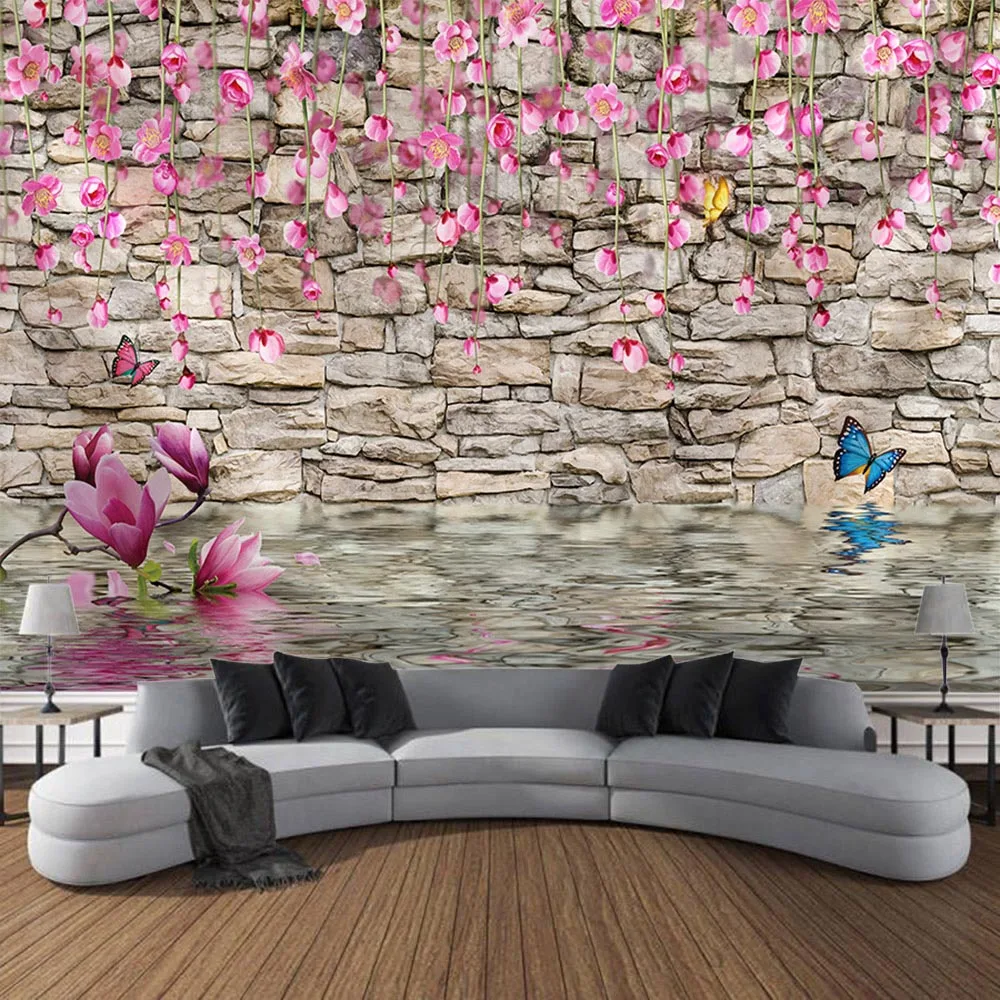 Brick wall, stone wall, printed tapestry, wall hanging cloth, imitation wood grain home decoration, living room wall background