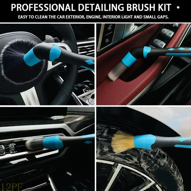 12PF Auto Detailing Brushes 3 Piece Set For Complete Cleaning Car ducts Crevices And disks constructed Of Strong Plastic With