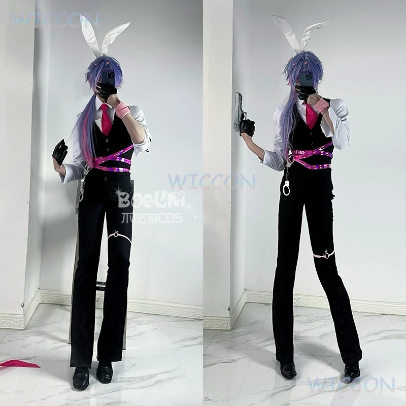 

Mikuu Doujin Cosplay Costume Mikku Rabbit Hole Men Ver Cosplay Costume Vest Shirt Pants Full Set Halloween Roleplay
