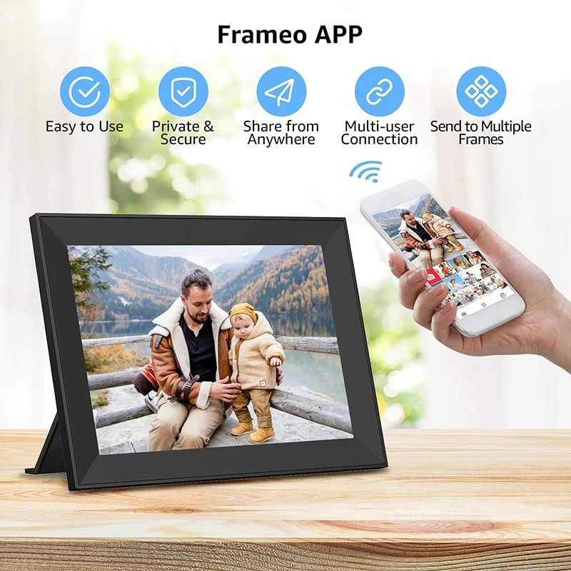 Frameo Digital Photo Frame WiFi 10.1Inch Electronic Picture Frame HD IPS Touch Screen Digital Picture Frame 32GB Halloween Gift