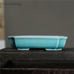Household Retro Purple Sand Flower Pot Ceramic Bonsai Pot Square Small Pot Chinese Style Yixing Succulent Potted Flower Pot 1PCS