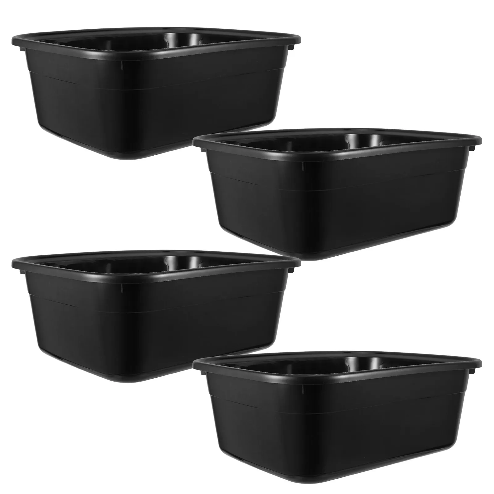 

4Pcs Plastic Wash Basin Set Versatile Face Laundry Foot Hair Washing Lightweight Portable Large Capacity Stylish Rectangle