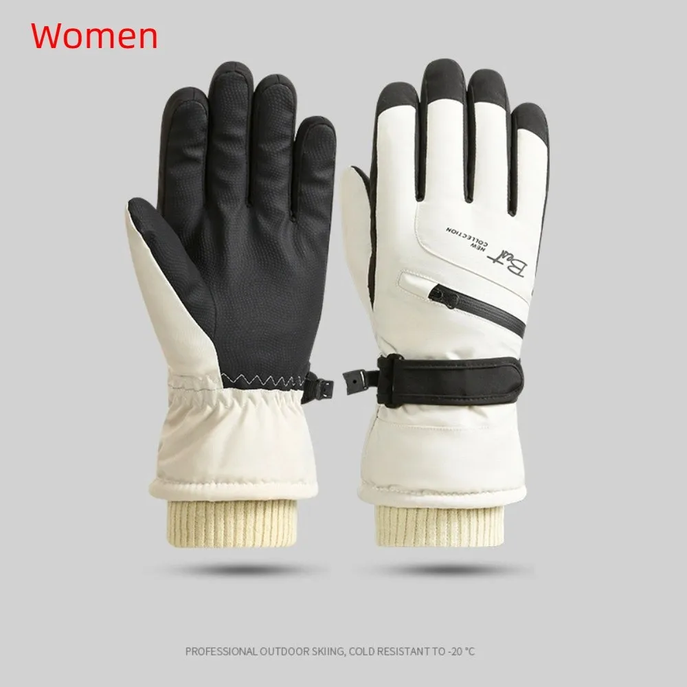 Thermal With Zippered Pocket Ski Gloves Full Finger Winter Warm Gloves Warm Thicken Winter Gloves Outdoor Sports