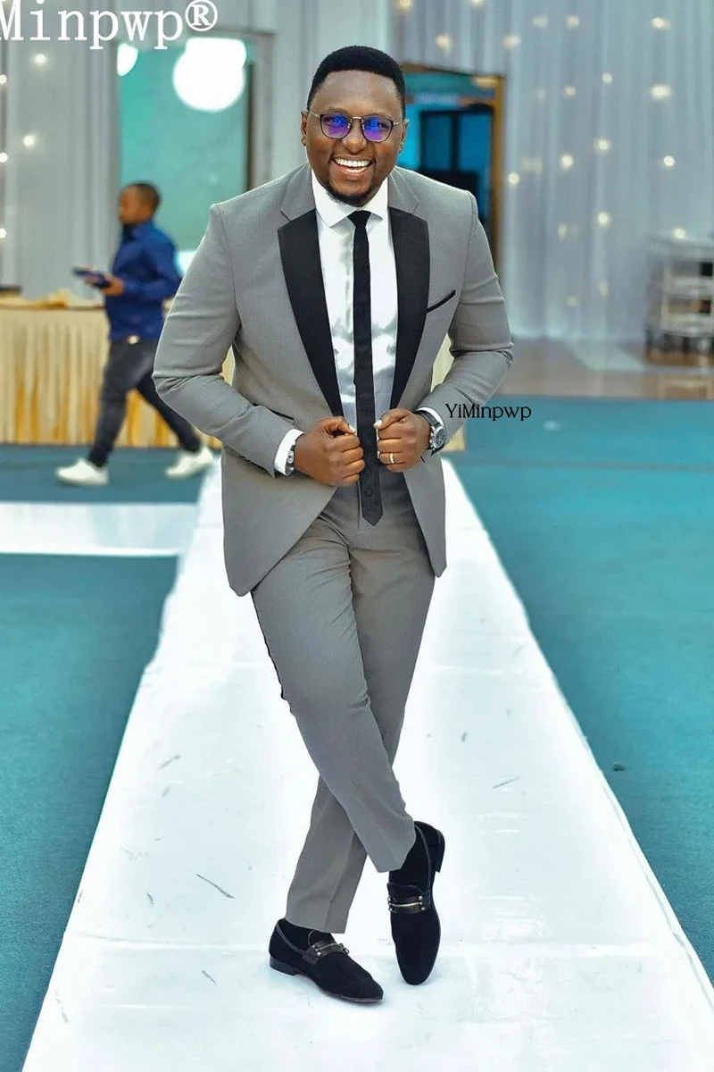 YiMinpwp رائجة البيع الرجال البدلة شال التلبيب 2 قطعة أفضل رجل مصمم بدل زفاف الكلاسيكية مكتب العريس بدلة الزفاف الفاخرة حسب الطلب #4