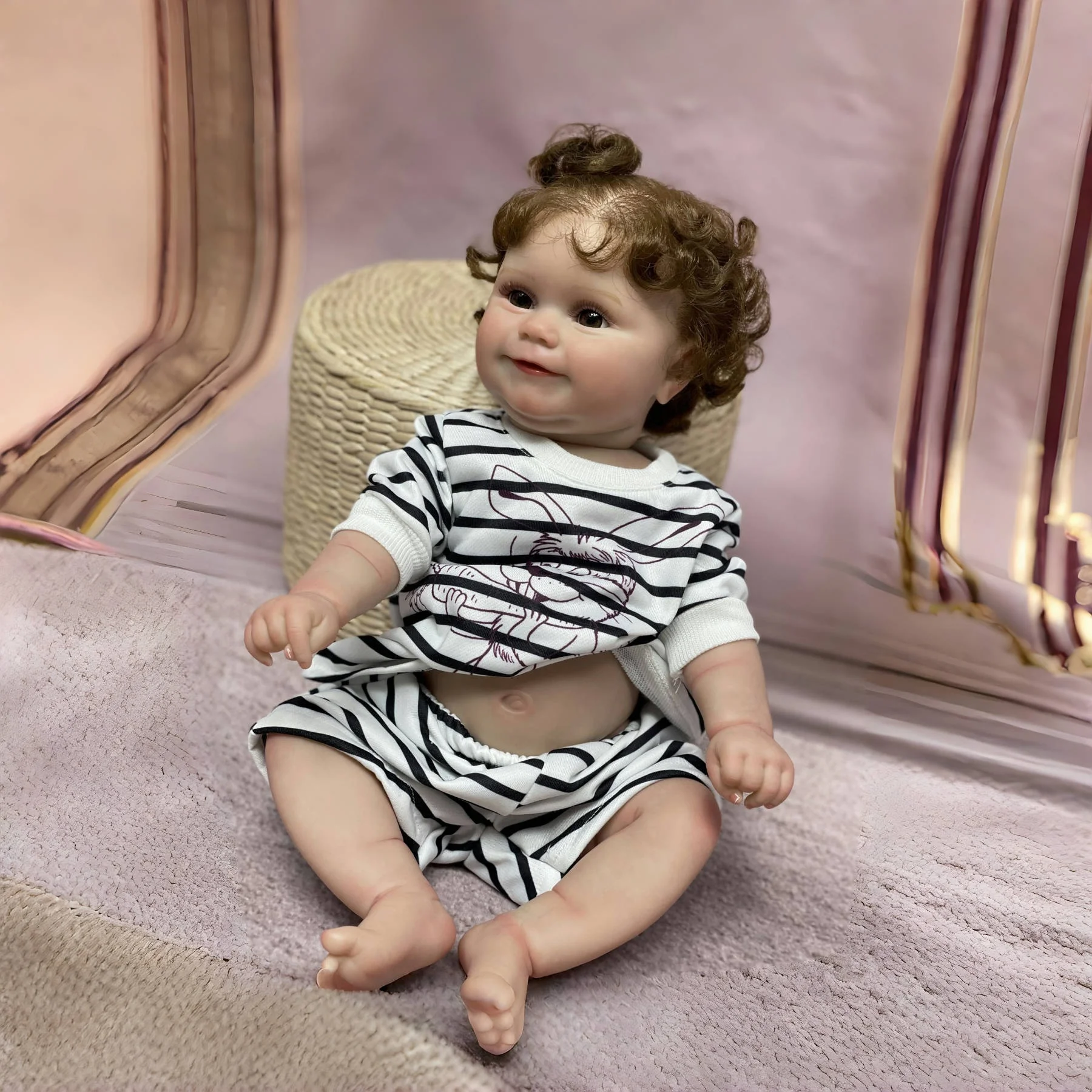 Maddie Bebe Reborn 소녀, 3D 페인트 피부, 전신 비닐, 실물 같은 실제 인형, 18-20 인치 방수