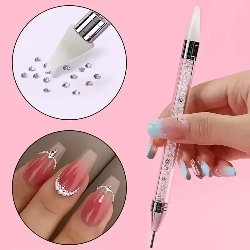 LINMANDA Double Ended Rhinestone Crayon Nail Art Rhinestone Extractor Gemstone Dotting Pen Suitable for Home DIY and Nail Salons