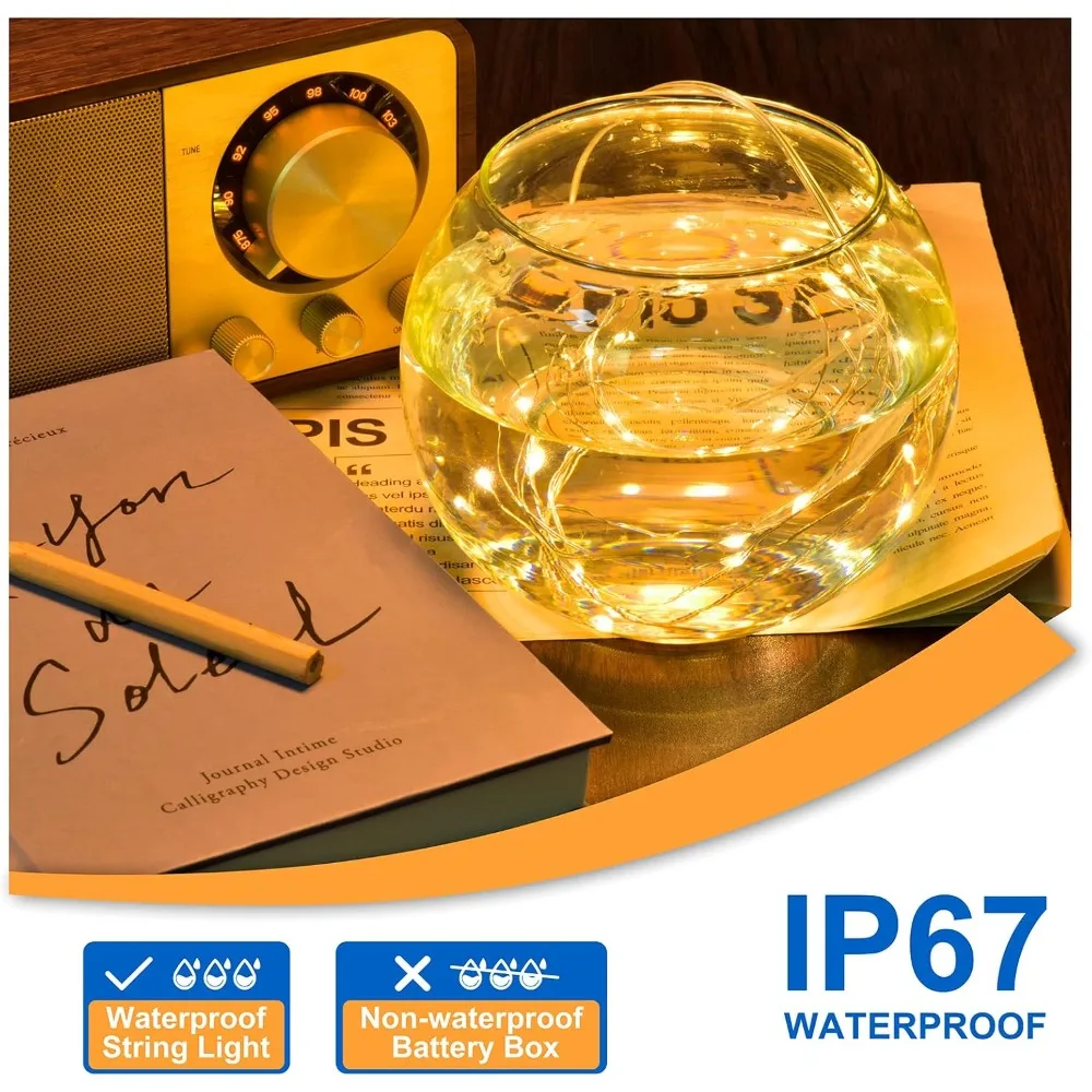 10 Pcs String Fairy Lights Silver Copper Wire Battery Powered Decorations Lights for Wedding Party Christmas Decor with Battery