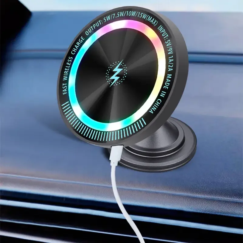 

15W Magnetic Induction Charger Fast Vehicle Car Wireless Charging For Samsung iPhone 15 Magsafe Macsafe Stand Dashboard Mount 20