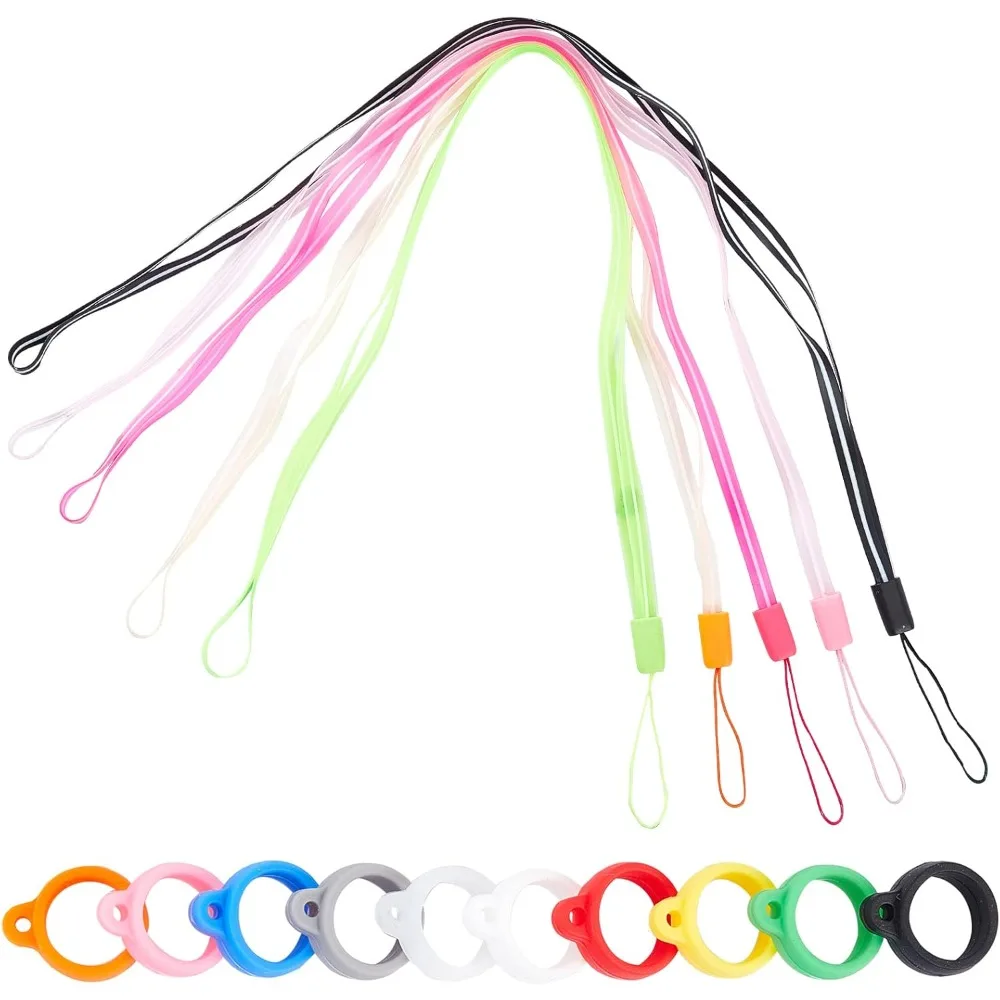 25PCS Anti-Lost Necklace Lanyard Set Including 5pcs Anti-Loss Pendant Strap String Holder 20PCS Silicone Rubber Rings for Daily