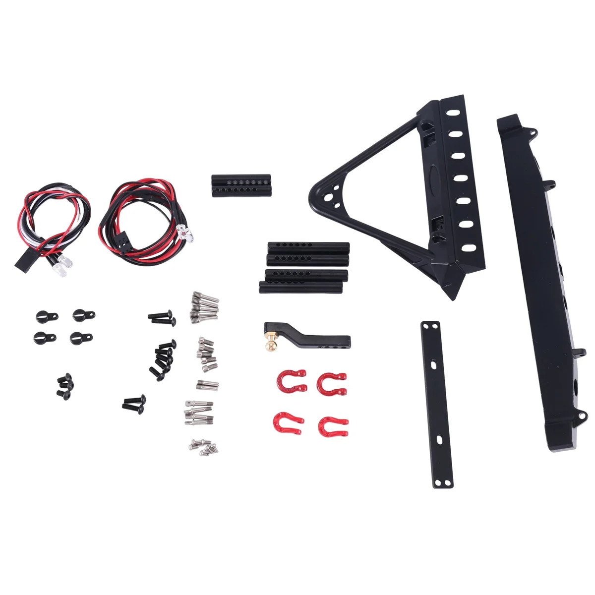 Metal Front and Rear Bumper with Lights for Axial SCX10 90046 SCX10 III AXI03007 Traxxas TRX4 1/10 RC Crawler Car