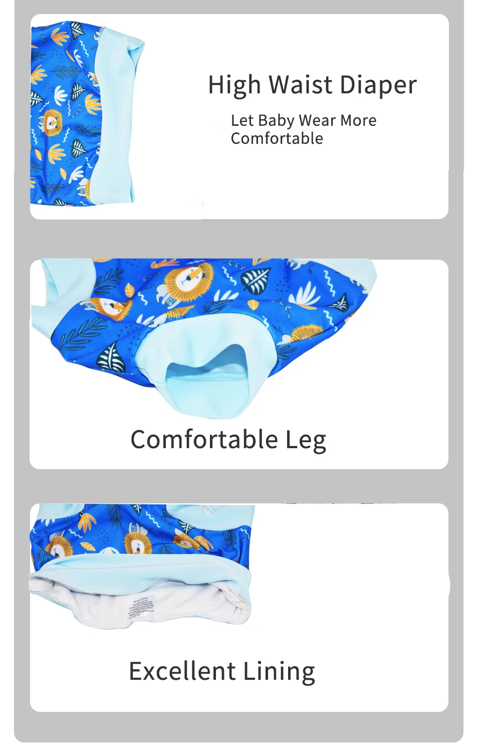 Eezkoala Schwimmwindel für Neugeborene, hohe Taille, waschbare Baby-Schwimmwindeln, Stoffwindeln – Detail 5