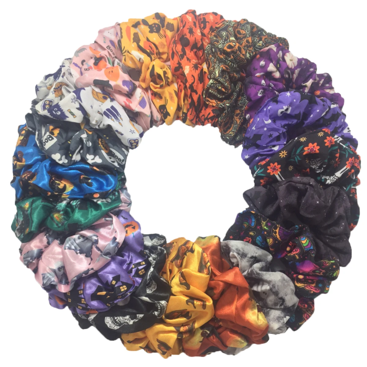 6/3pcs/lot Horror Pumpkin Decoration Fabric Elastic Scrunchy Hair Bands Scrunchies Accessories Headwear For Halloween Christmas