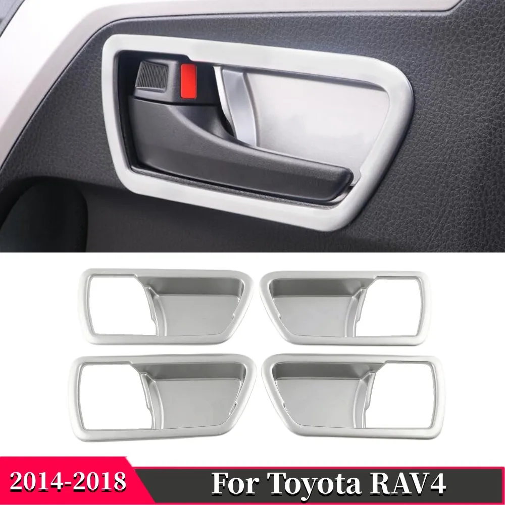 

4Pcs ABS Plastic Matte inner door handle decorationcar inner door bowl decoration frame Accessories For Toyota RAV4 2014-2018