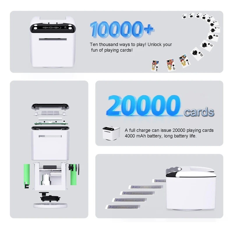 Automatic Card Dealer with Adjustable Card Dealing Speed Digital Tube Screen Display DIY Electric Card Dealer Up to 8 people