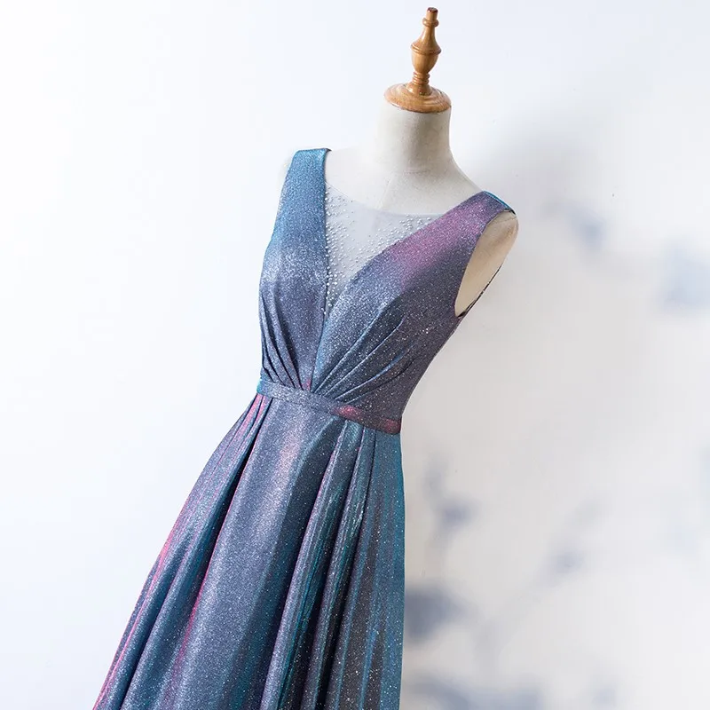 ربيع 2025 ثوب نسائي طويل غير رسمي متغير اللون مرصع بالنجوم Par Dr ثوب نسائي كوري Sle منتصف الخصر دانتيل طول الأرض زفاف