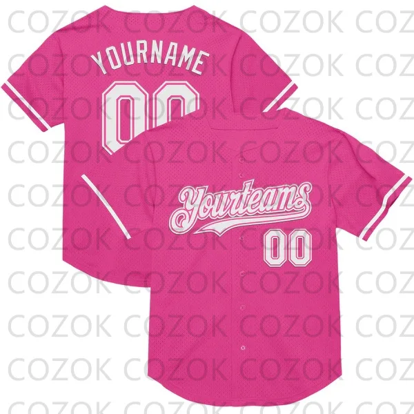 

Custom Pink Baseball Jersey Men Women Short Sleeve Shirt 3D Printed Shirt Team Shirts Hip Hop Unisex Tops