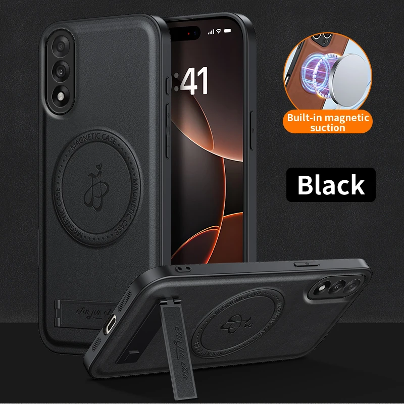 

For OnePlus Nord 5 Leather Holder Magnetic Phone Case For OnePlus Nord 4 Wireless Charge Lens Protection Shockproof Cover Cases