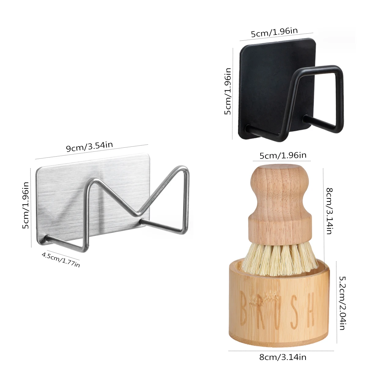 Kitchen Bamboo Dish Brush with Soap Holder Wooden Dish Scrubber with Soap Dispenser  Sink Sponge Holder Kitchen Accessories