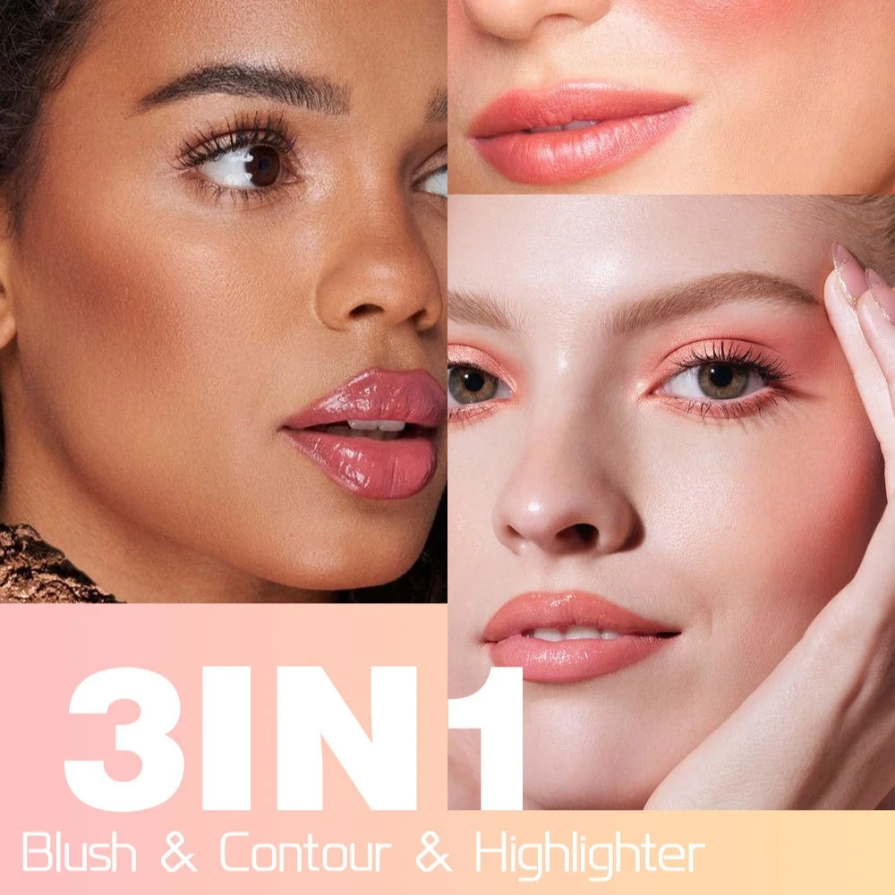 Alles-in-één gezichtspalet Matte Blush Highlighter Contourpoeder voor natuurlijke beeldhouwen en dag tot nacht Gezichtsbeeldhouwen Make-up