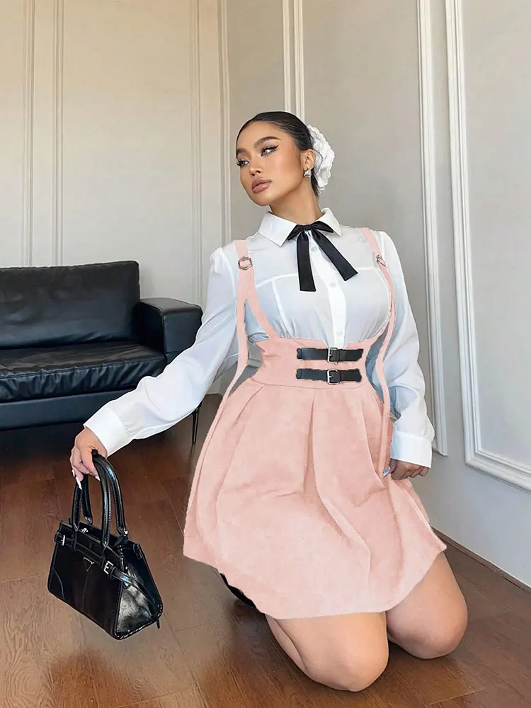 

Рождественская юбка с плиссированным подолом, большие размеры, юбка на подтяжках, универсальная утягивающая однотонная платье-комбинация в стиле Лолиты, вечерние сексуальная готическая женская одежда