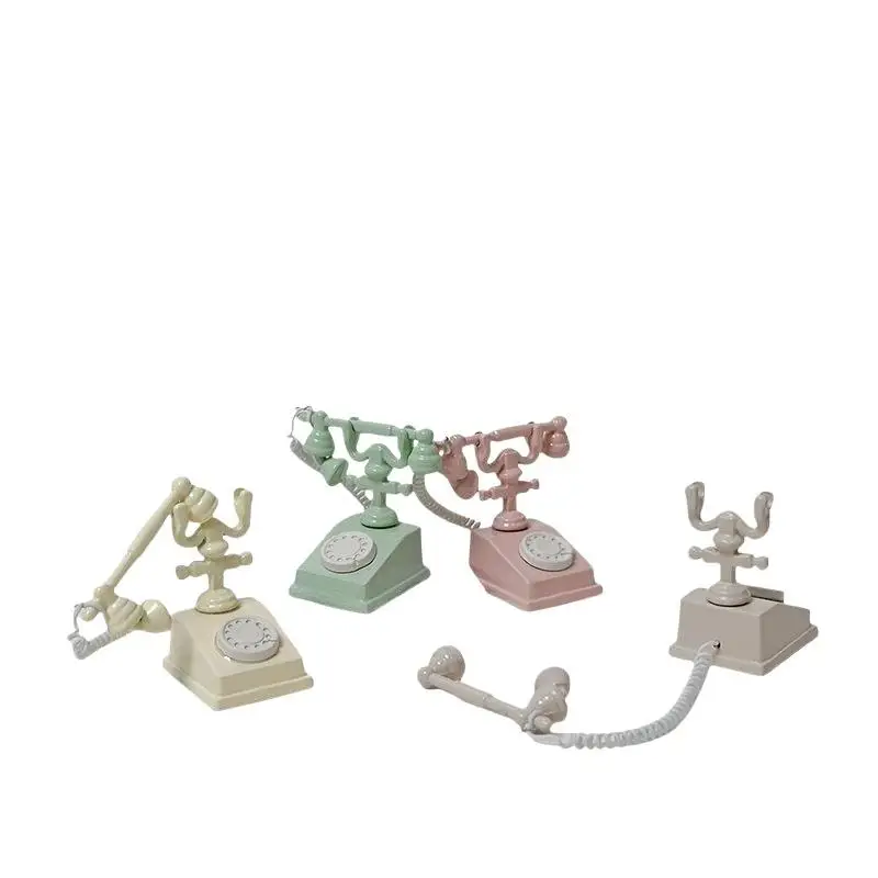 1:12 Dollhouse Miniature Simulation Telephone Retro Mini Phone Model Exquisite Craft for Doll House Decor Collection Hobby view 6