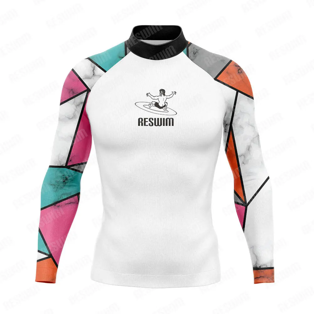 Summer Men\'s Rash Guards Long Sleeve Surfing Diving Swimsuit Swimming T-shirts Beach UV Protection Swimwear Surf Shirt Rashguard