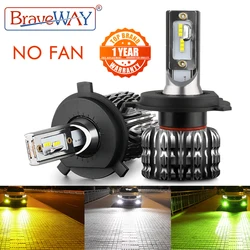 BraveWAY H4 Led Headlight H7 LED Bulb H1 H3 H27 9005 9006 HB3 HB4 H11 LED Fog Lamp 3000K 6000K 8000K White Yellow Green Ice Blue