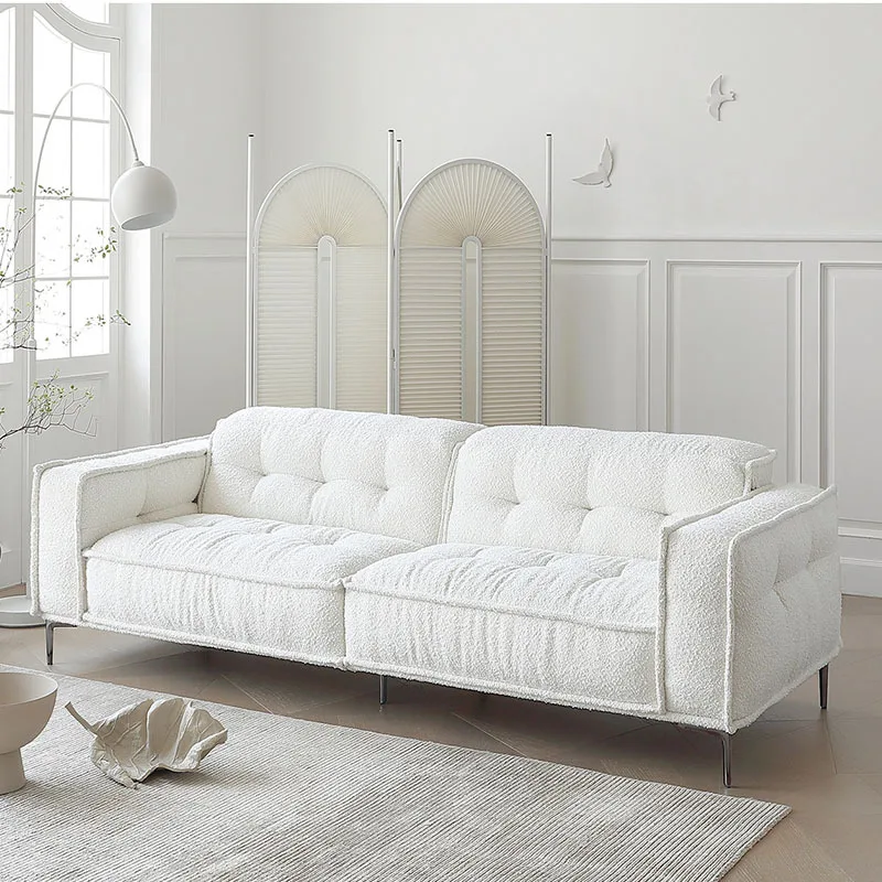 

Modern minimalist high-footed tofu cubes, sofa, cream retro square fabric sofa