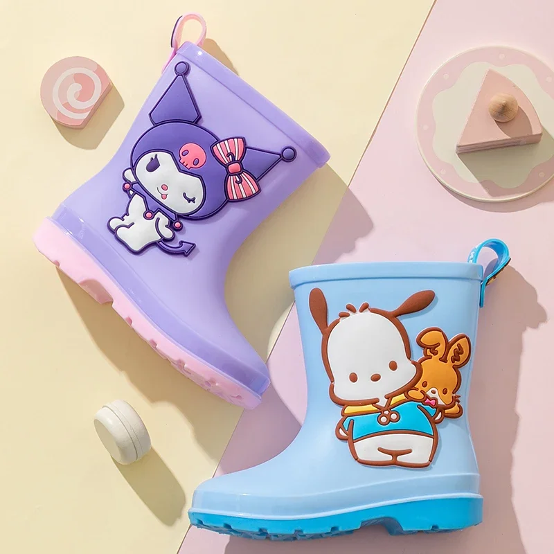 Sanrio Kids Rain Boots Cute Cartoon Girl Melody Kids Crystal Rain Bootscute cartoon rain boots girls non-slip glue shoes