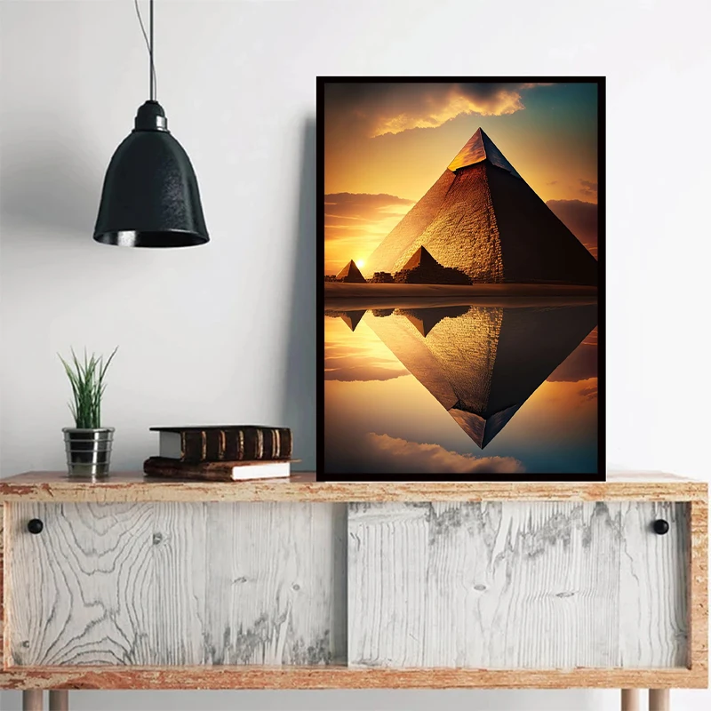 Egyptian Desert Pyramid Posters and Egyptian civilization Prints Landscape Canvas Painting Wall Pictures Living Room Decoration