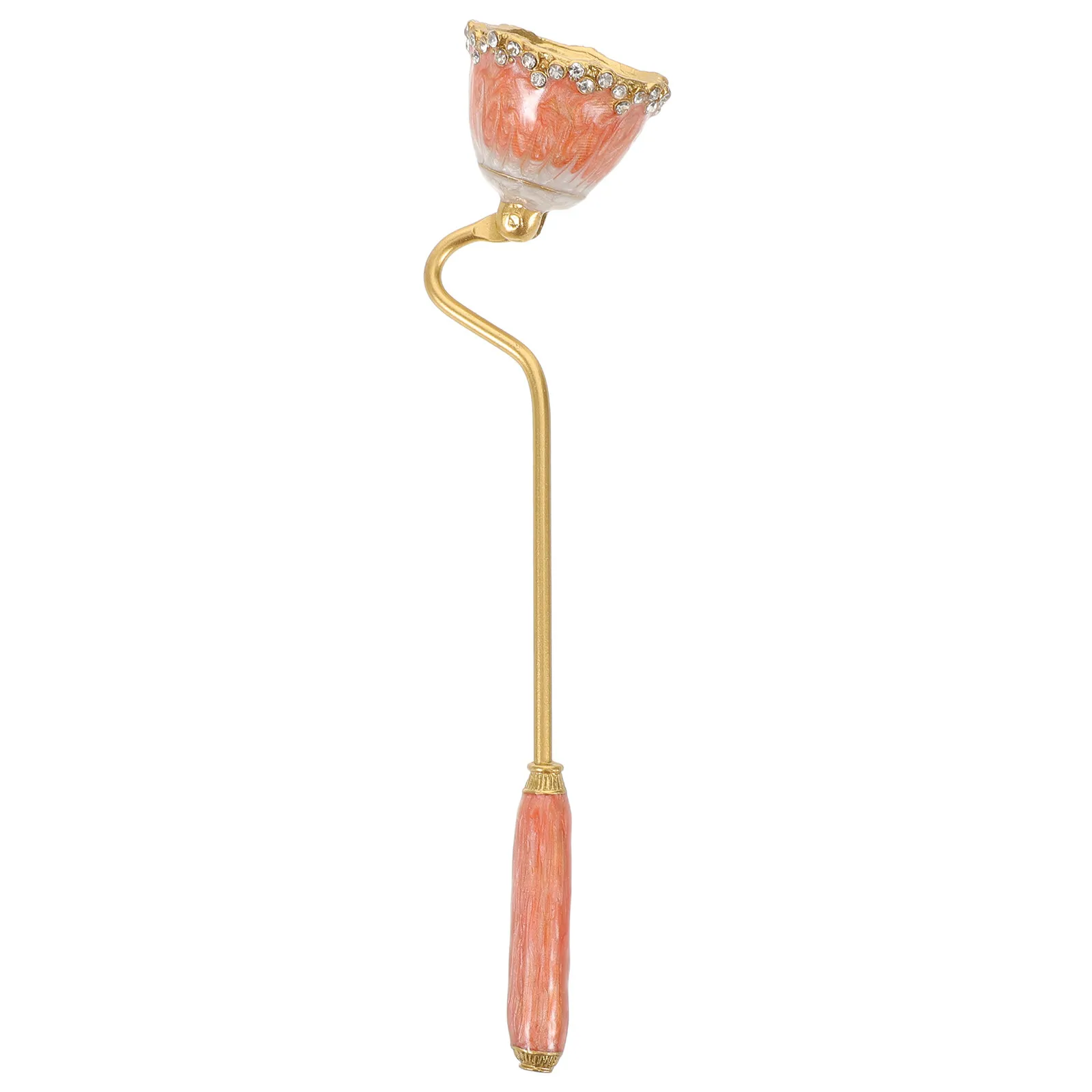 Enamel Handheld Snuffer with Rhinestone Accents Long Handle Vintage Flame Extinguisher for Aromatherapy Candles