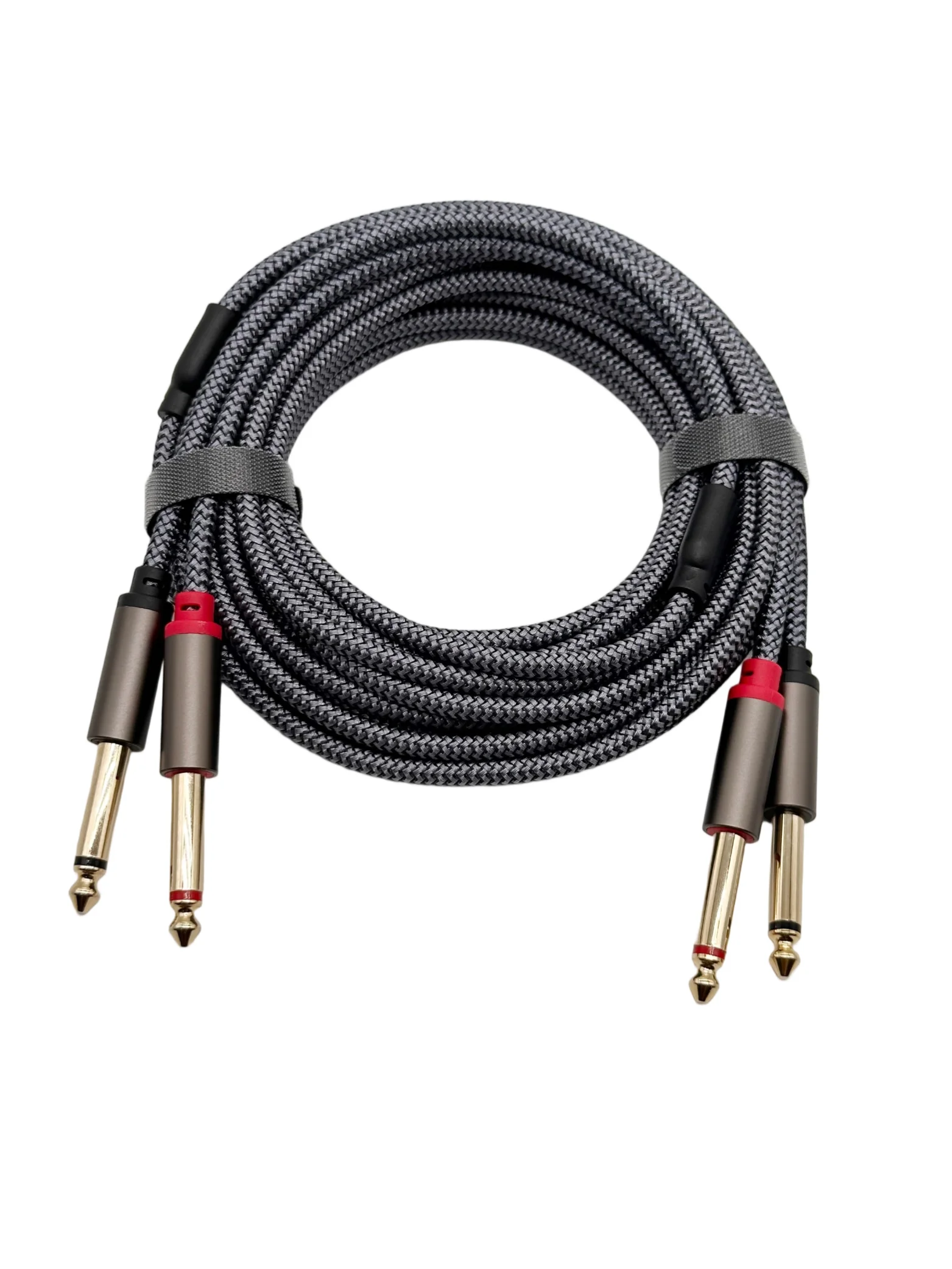 Dubbele 6,35 mm 1/4 TS naar dubbele 1/4 TS-stereokabel, connector