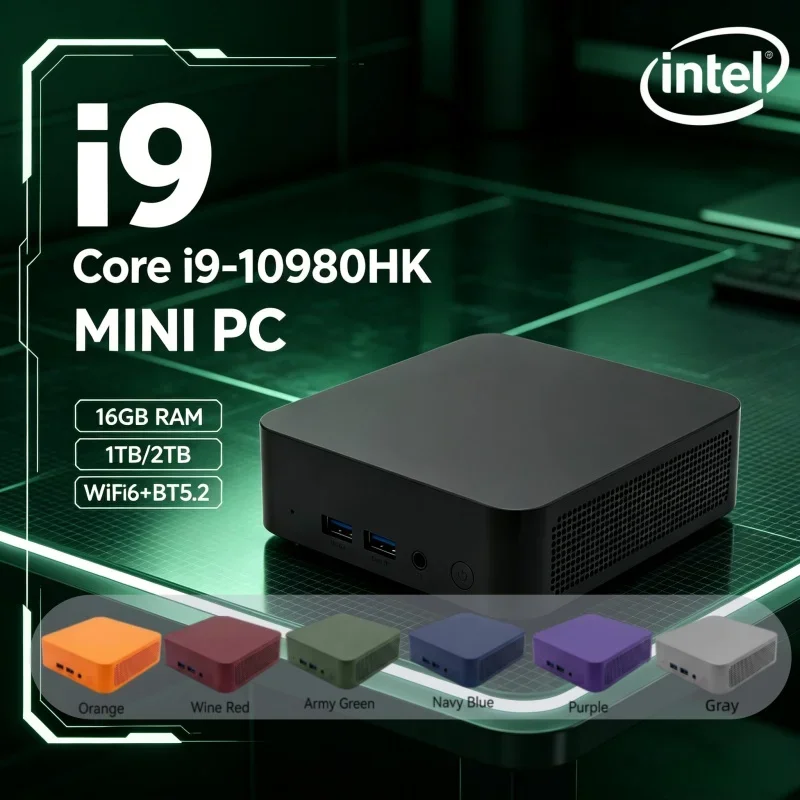 Hot Arrival Intel I9-10980HK Mini PC 16GB RAM 1/2TB SSD 13 Colors WiFi6 BT5.2 Win11 4K Game Host