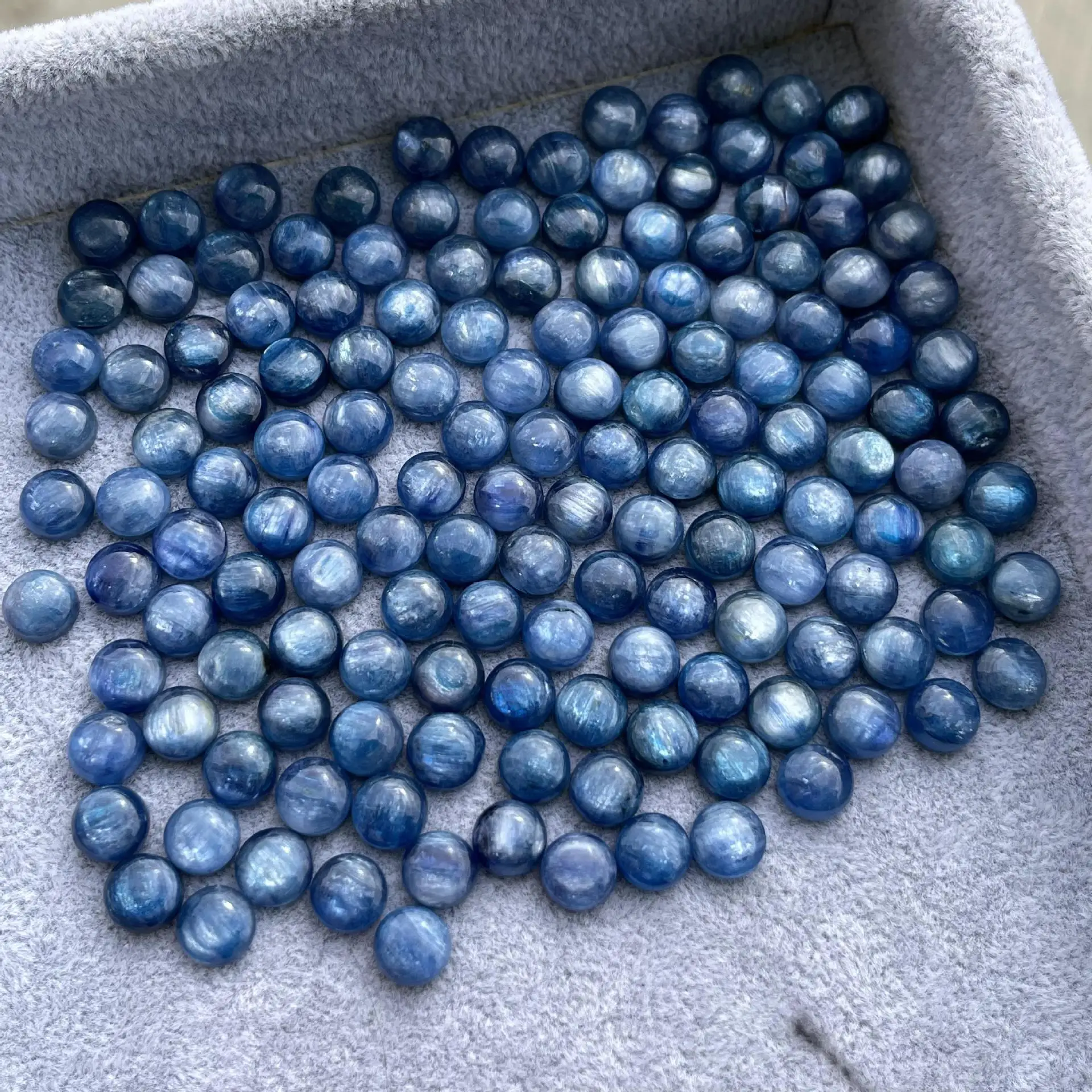 Wholesale 5pcs/pack Natural Blue Kyanite Bead Cabochon 8mm10mm 12mm Round Gemstone Ring Face For Jewelry DIY